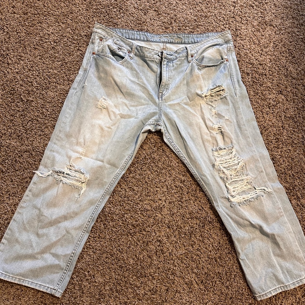 Men's Distressed Light Blue Jeans